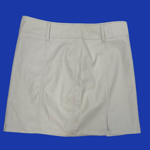 Cream Colored Faux Leather Mini Pencil Skirt Size 12 Vegan Leather